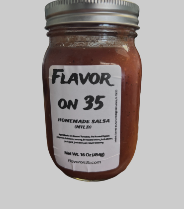A jar with a label that says flavor on 35.